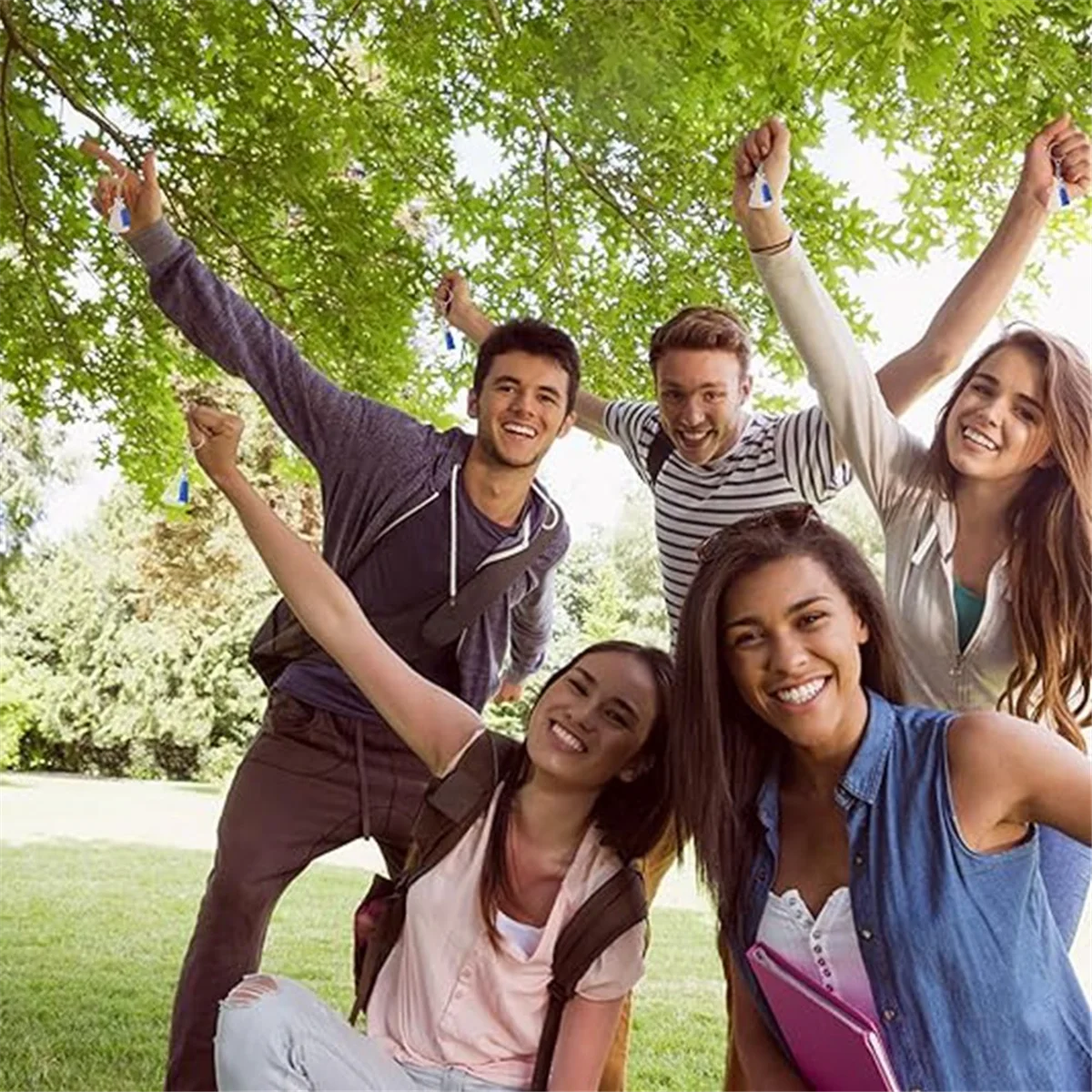 Portachiavi Cheer Megafono con nappa, per progetti di creazione fai-da-te, regalo di laurea, blu