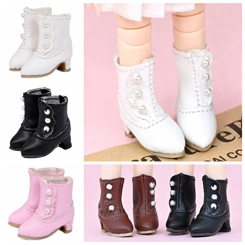 1 Pair 1/12 Doll Shoes Toys Accessories Changing Dressing Game Mini High Top Boots Replacement Outfit Playing House for Ob11/Bjd