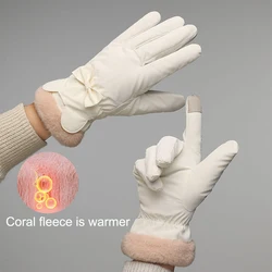 Guantes de invierno para mujer, manoplas elegantes a prueba de viento, impermeables, pantalla táctil, dedo completo, manos cálidas, esquí, deportes al aire libre, novedad