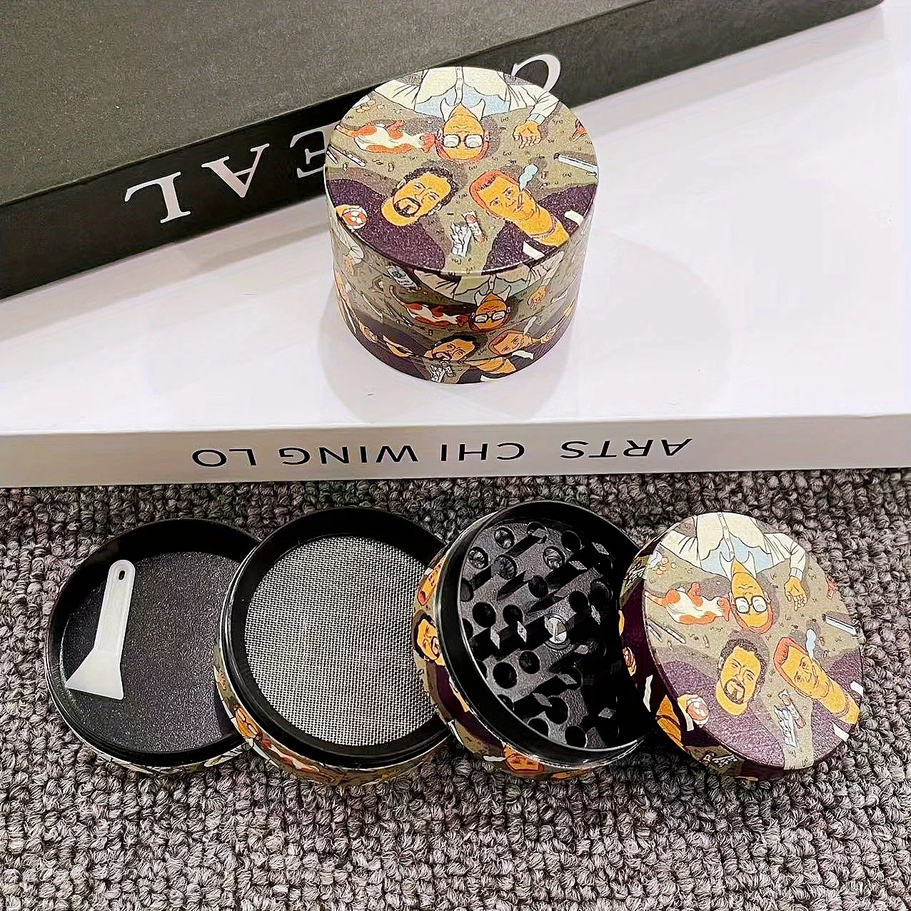 2inch Cartoon Herb Grinder Manual Vanilla Mortar Spice Mill Pepper Salt Pestle Tobacco Grass Grinder Cigarette Smoking Tool