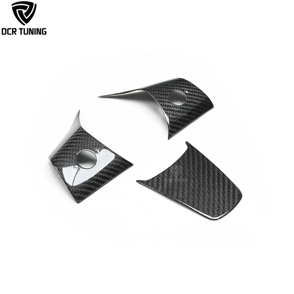 For Tesla Model 3 Dry Carbon Fiber Steering Wheel Trim 3 Pcs/set Interior Cover Car Accessories Auto