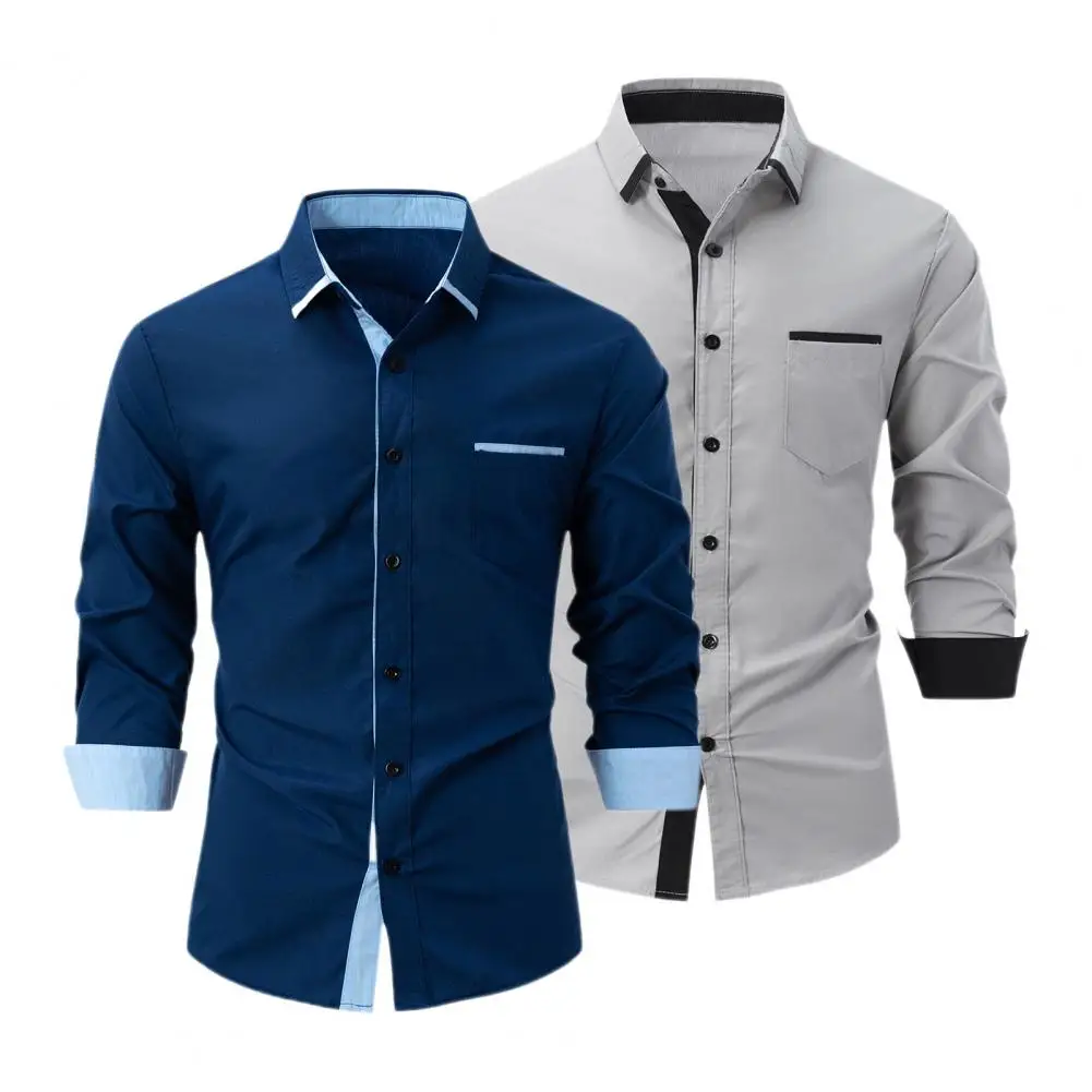 Camisa de cardigã xadrez colorida masculina, camisa regular, casaco elegante, design slim fit, virada para baixo para streetwear