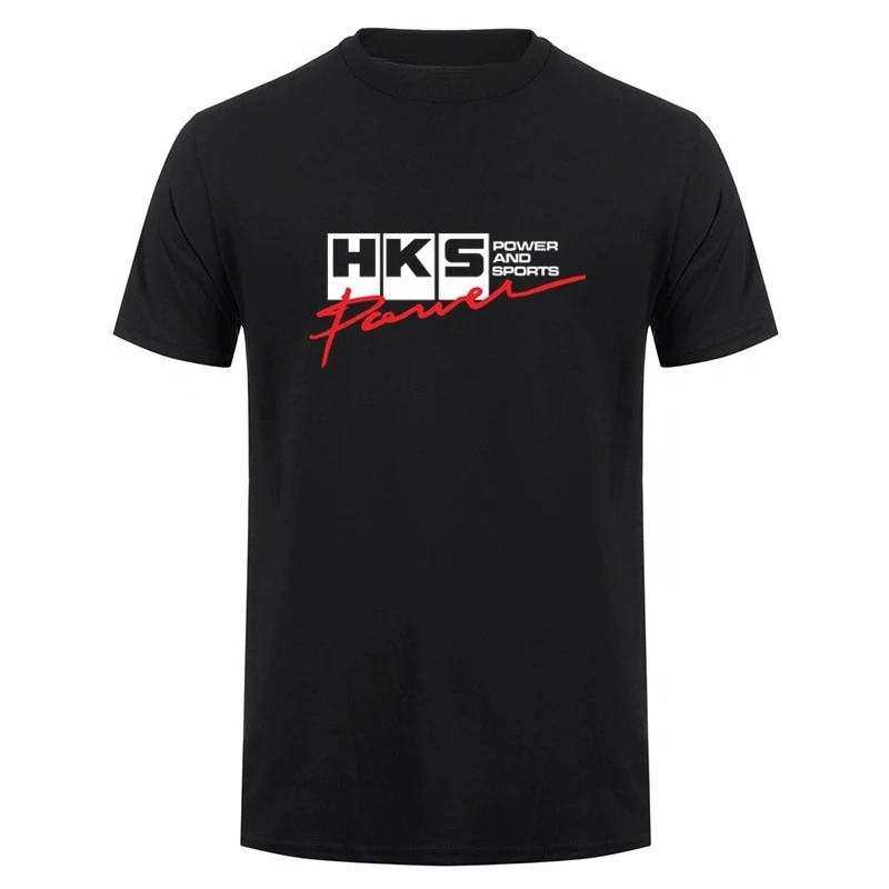 2026 Men Car Tuning HKS Power Graphic Tee JDM Racing Culture Print Short Sleeve O‑Neck Cotton T‑Shirt Street Daily Wear