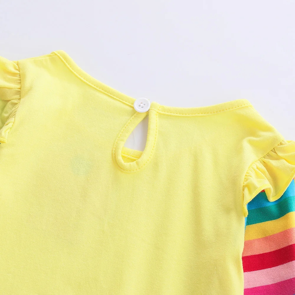 Langärmliges Einhornkleid für Mädchen, Herbststickerei, zwei Taschen, Regenbogenärmel, 81035 – Detail 28
