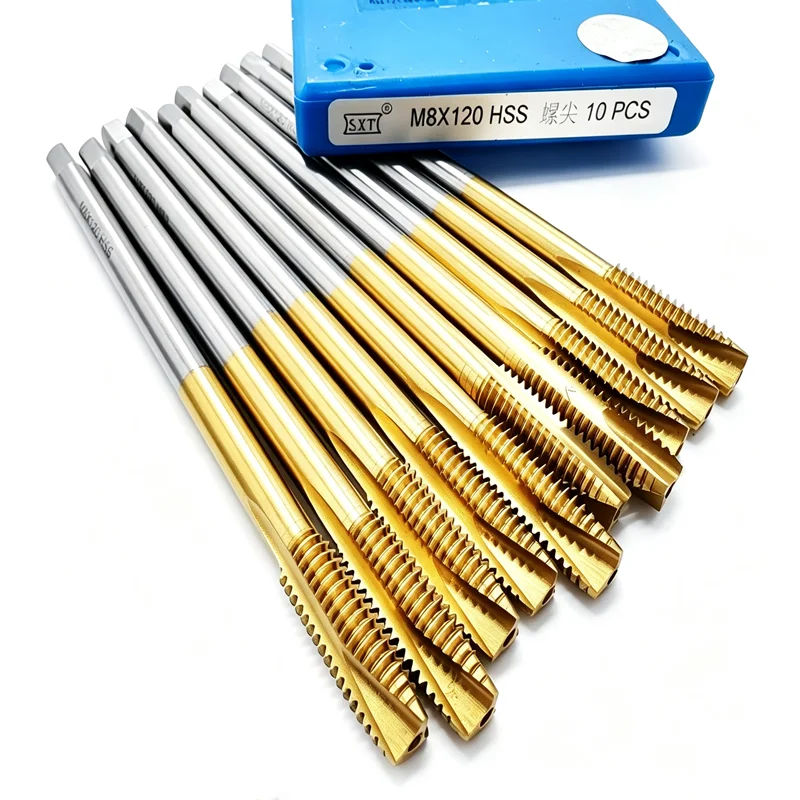 Spiral Point machine tap M2-M30 Titanium coated HSS ，extended 100mm for internal thread tapping tool in machine too