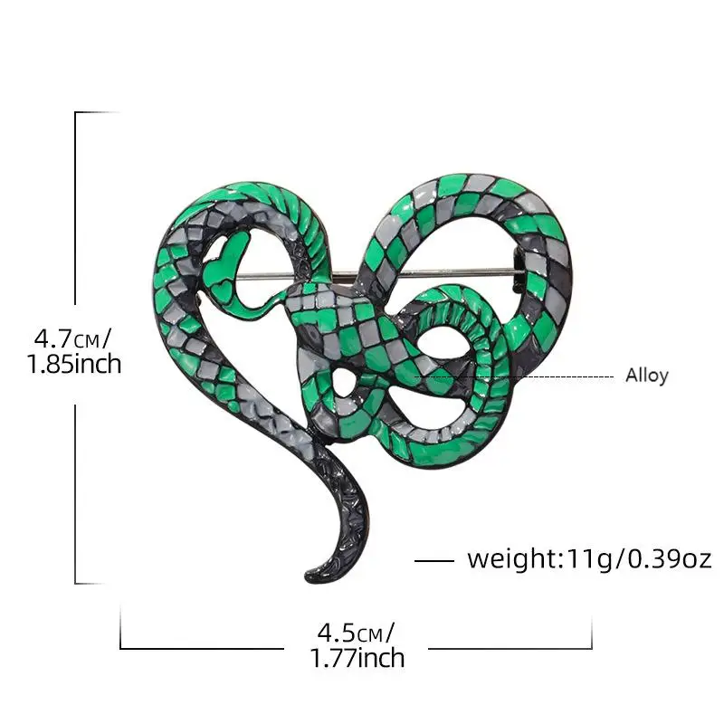 여성용 에나멜 조디악 뱀 브로치, 레트로 만화 하트 모양 뱀 동물 브로치 핀, 사무실 파티 쥬얼리 선물