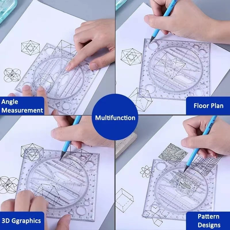 Círculo Desenho Réguas, Angle and Circle Maker, Art Design, Construção, Arquiteto, Stereo, Geometria Ferramenta de Medição, 1Pc