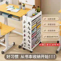 Mobile Bookshelf Next To The Desk with Wheel Floor Book Storage Shelf Study Office Document Book Stationery Storage Shelf