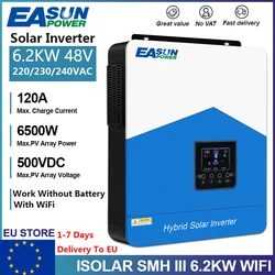 EASUN POWER 6200W 4200W 2200W Hybrid Solar Inverter 48V 24V 12V 230VAC Pure Sine Wave 80A 120A MPPT Charger Off Grid Inverter