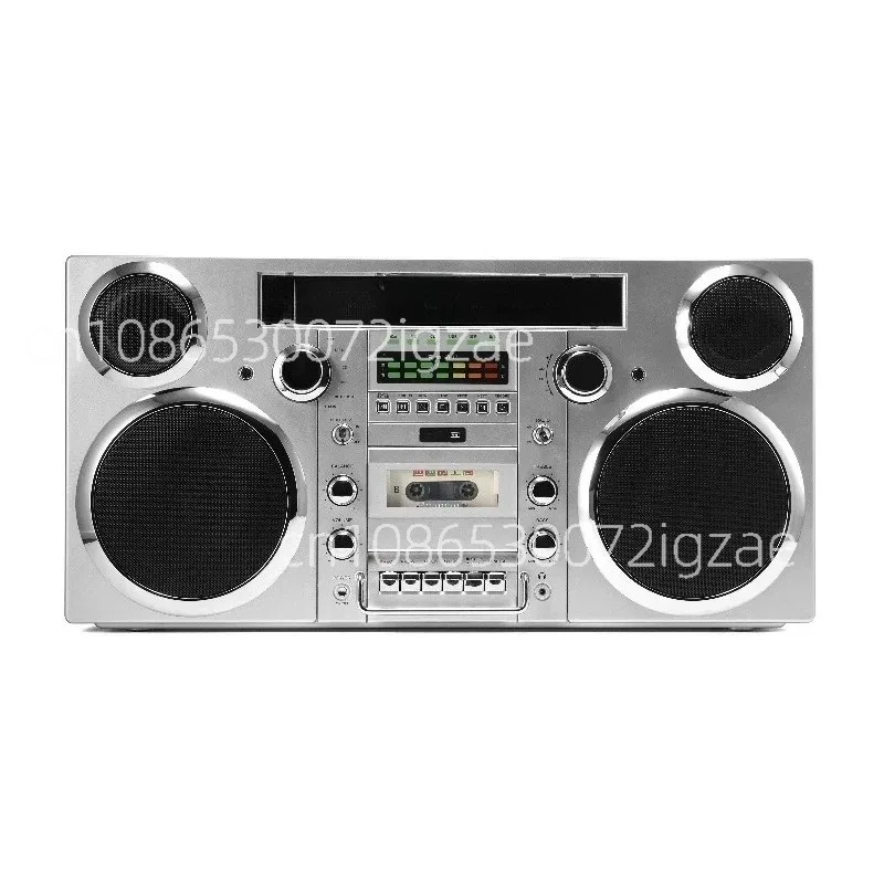 Retro Bluetooth Speaker with CD Player, FM Radio Karaoke Machine, RGB Light Portable Boombox for Home Party Gift