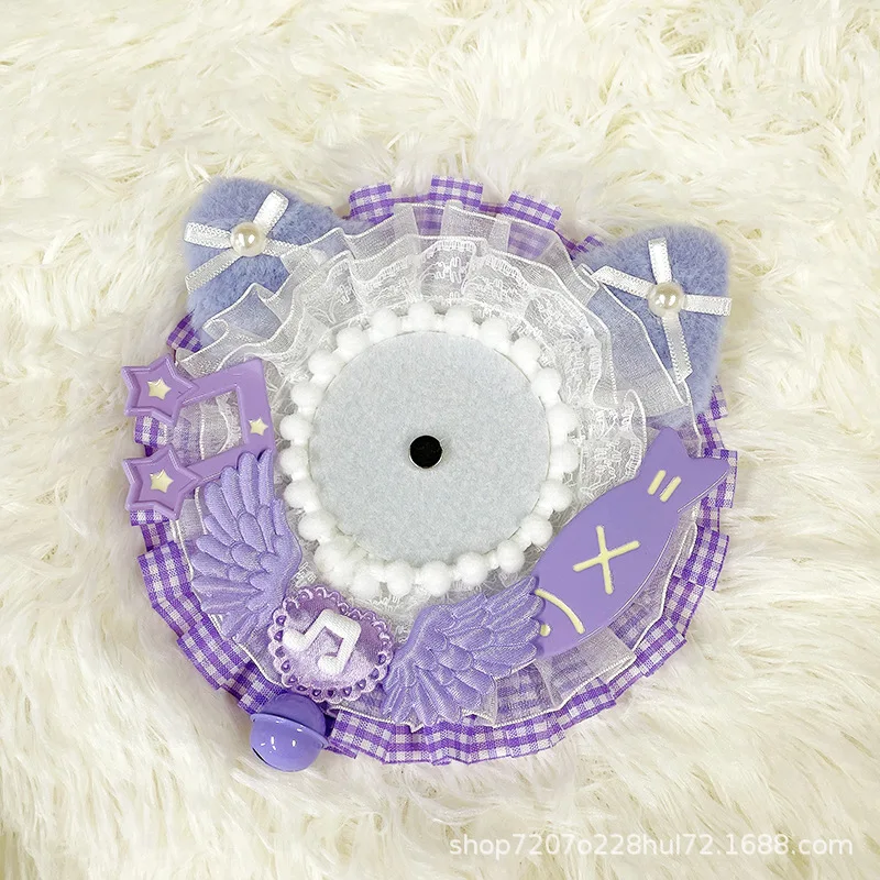 Japanese Sweet Cute Lace Cat Ear Badge Holder for 58-75mm Pins - Anime & Game Round Tinplate Badge Display Tray Beautify Garland
