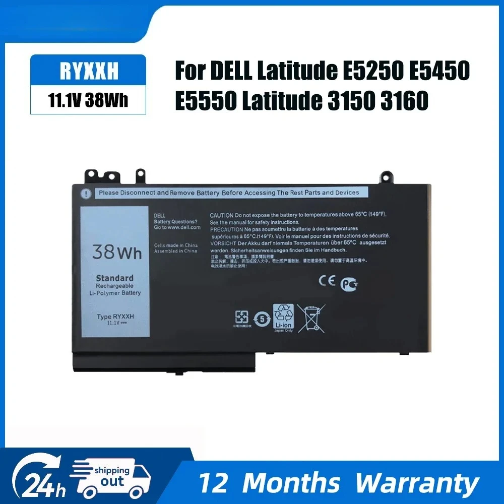 51Wh G5M10 38Wh RYXXH Laptop Battery for Dell Latitude 3150 3160 E5250 E5450 E5550 9P4D2 8V5GX R9XM9