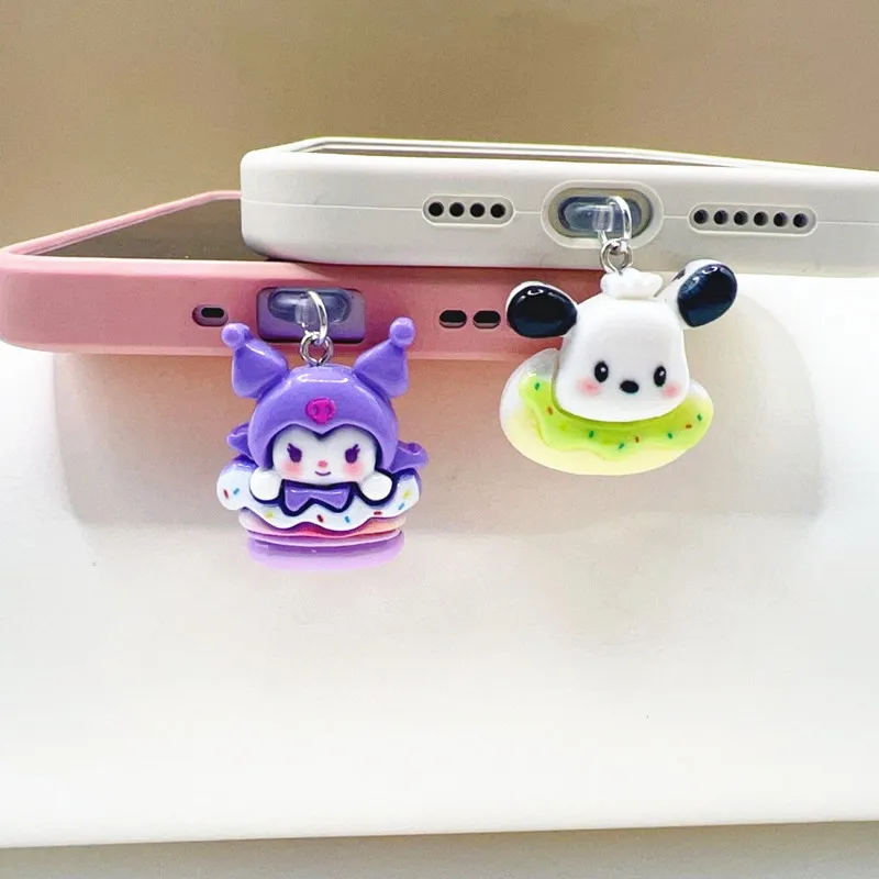 MINISO 3D Sanrio Phone Anti-Dust Plug For iPhone Samsung Xiaomi Huawei Type C Android Charging Port Protectors Resin Dustplugs