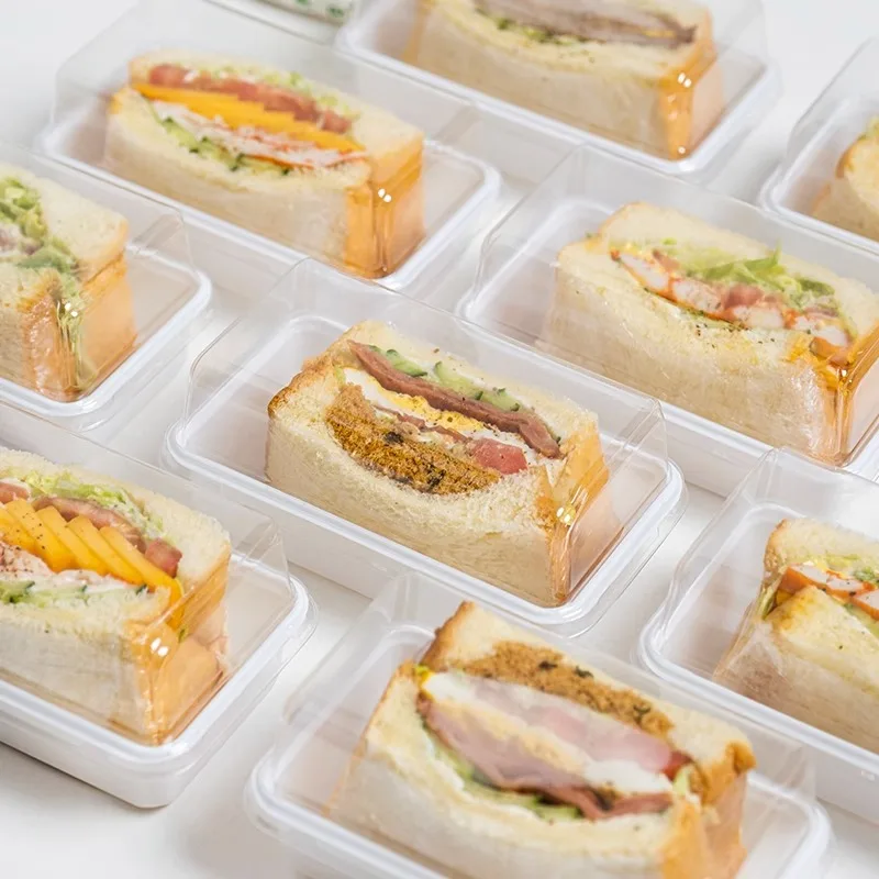 5/10pcs sandwich box Thick egg baked bento Baby Puffs egg yolk crisp dessert one-time clear bento box Cake box