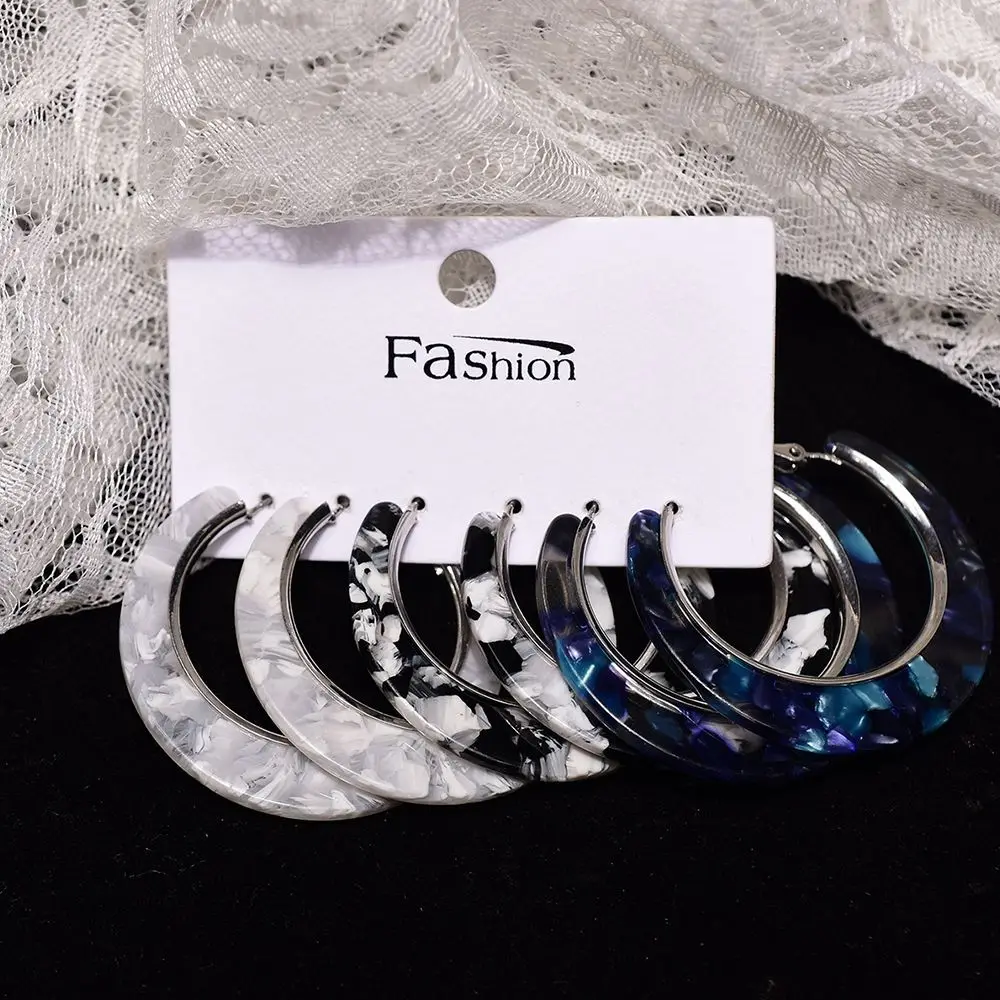 Resin Women Girls Fashion Hoop Drop Earrings Big Eardrop Jewelry Dangler Acrylic Earrings Set