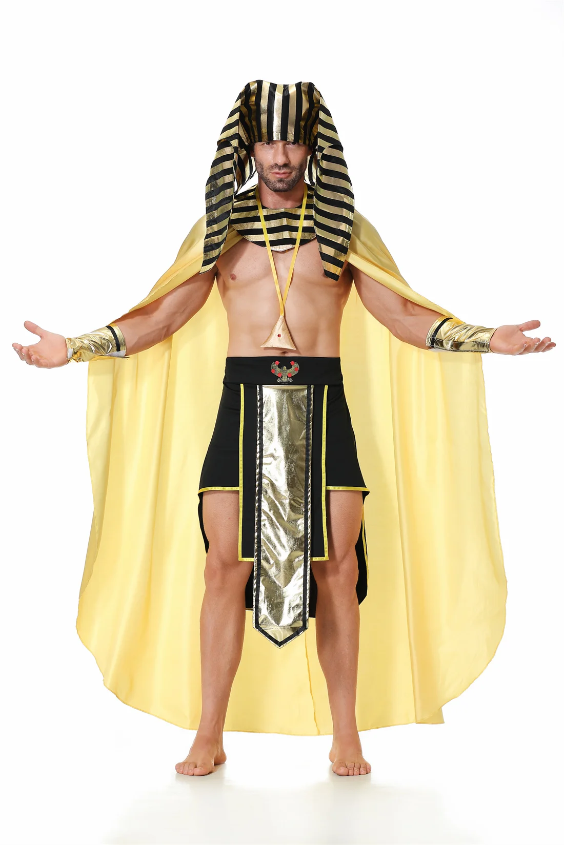 Men Ancient Egypt Egyptian Pharaoh Tutankhamun King Costume Halloween Carnival Fantasia Party Cosplay Fancy Dress