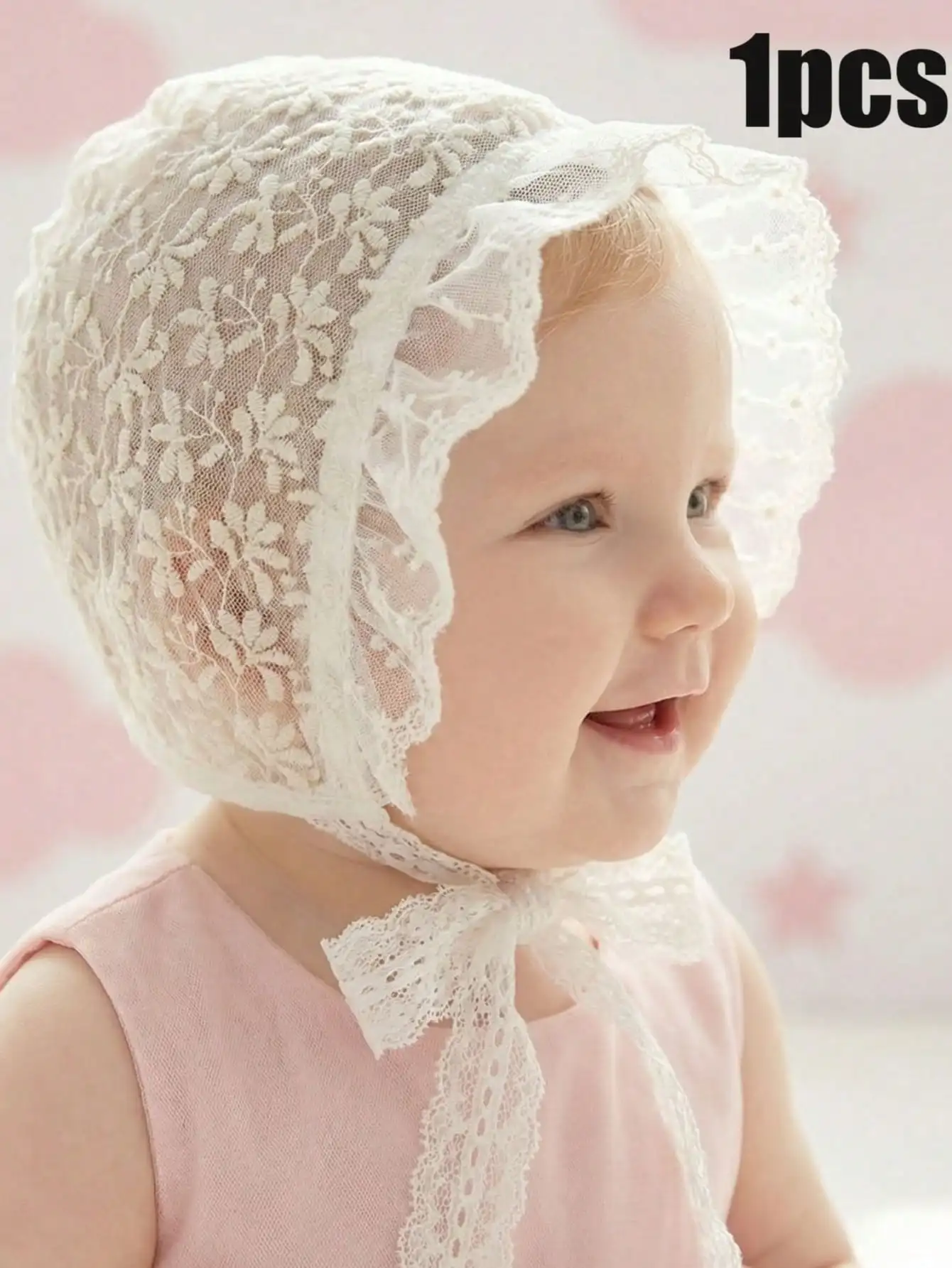 Vintage Lace Floral Embroidered Baby Hat Beige White Soft Comfortable Newborn Girl Baptism Heirloom Photography Cap Fit 6-18 M