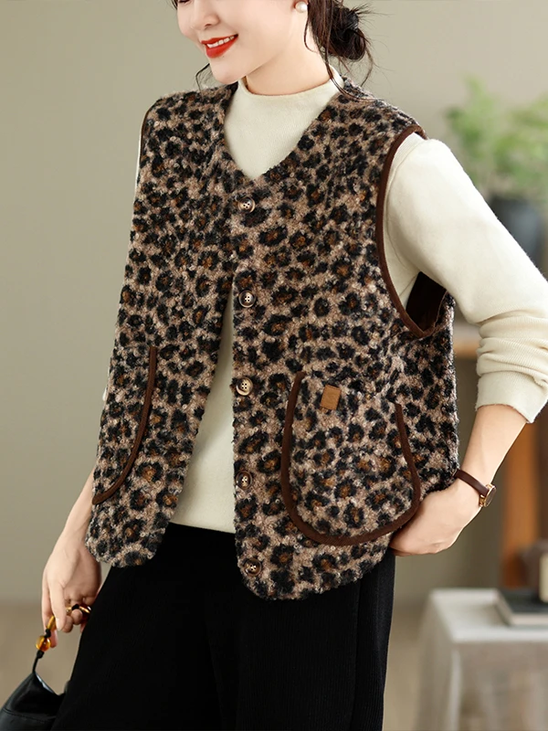 Women's Retro Design Lamb Fur Vest 2026 Autumn Winter New Style Color Block Warm Outerwear Casual Comfortable Sleeveless Top