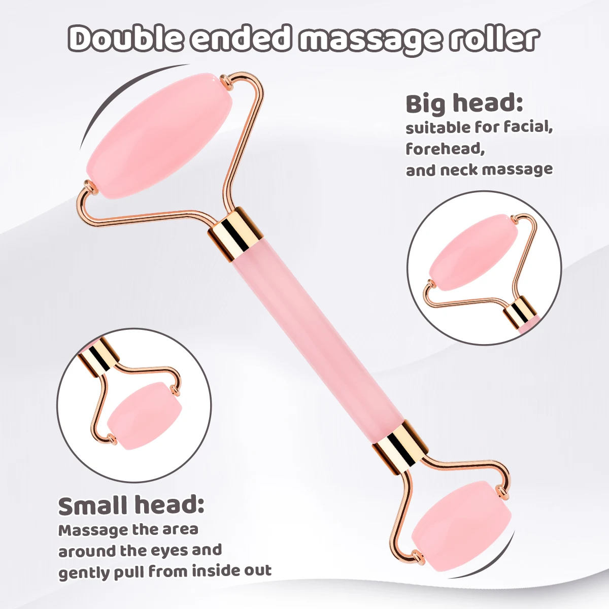 2 pièces de massage à rouleaux à double tête en jade naturel Shi Ying et ensemble de planche à gratter en forme de coeur, l'outil parfait pour les soins du visage,