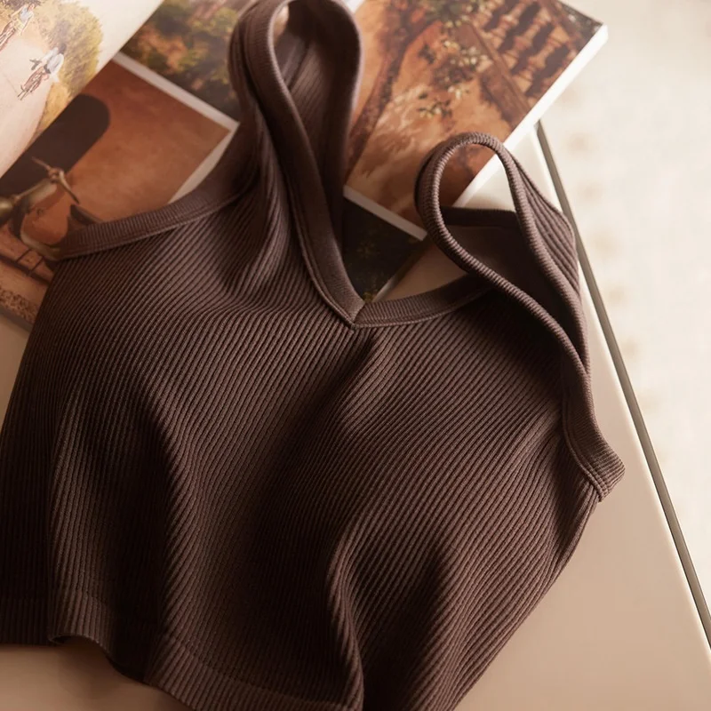 Birdtree, Silk Blended Tank Top, with Bra Padding Sling Vest, Women's V-neck Thin Seamless Camisole, 2026 Summer New T64623JF