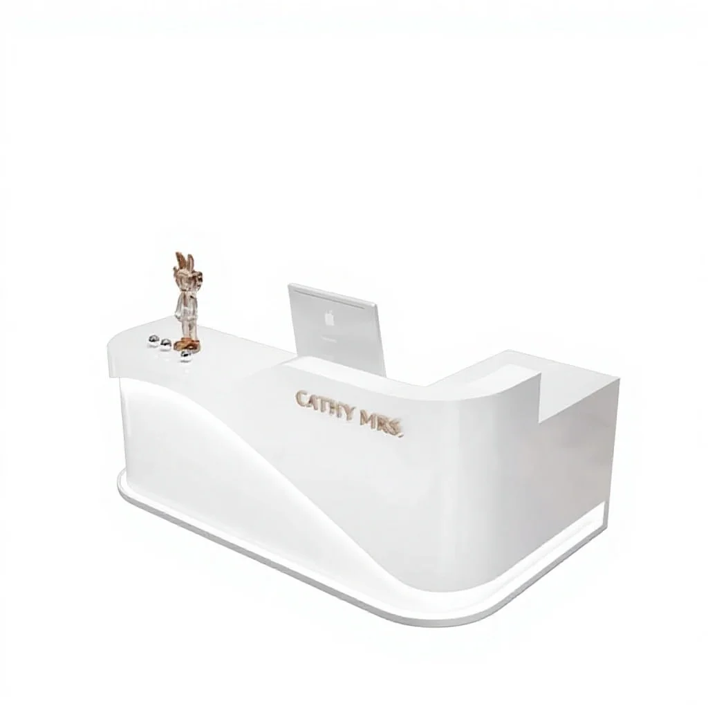 Cashier Desk Simple Modern MDF Eco-Friendly Clothing Store Reception Desk Beauty Salon L-Shaped Corner Custom Bar Company Front