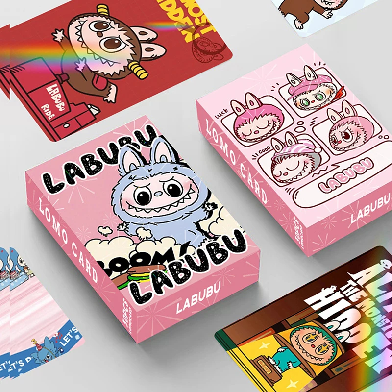 30pcs Double-sided Color Printed Festival Cards Cartoon Photo Card LABUBU Greeting Cards Laser Flash Collectible Cards Lomo Card