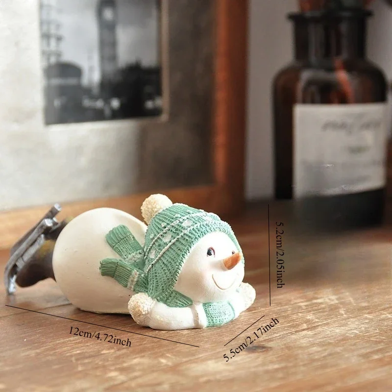Cute Ski Snowman Statue Ornament,Mini Snowman Resin Crafts,Christmas Home Decoration,Ski Resort Tourist Souvenirs,Festival Gifts