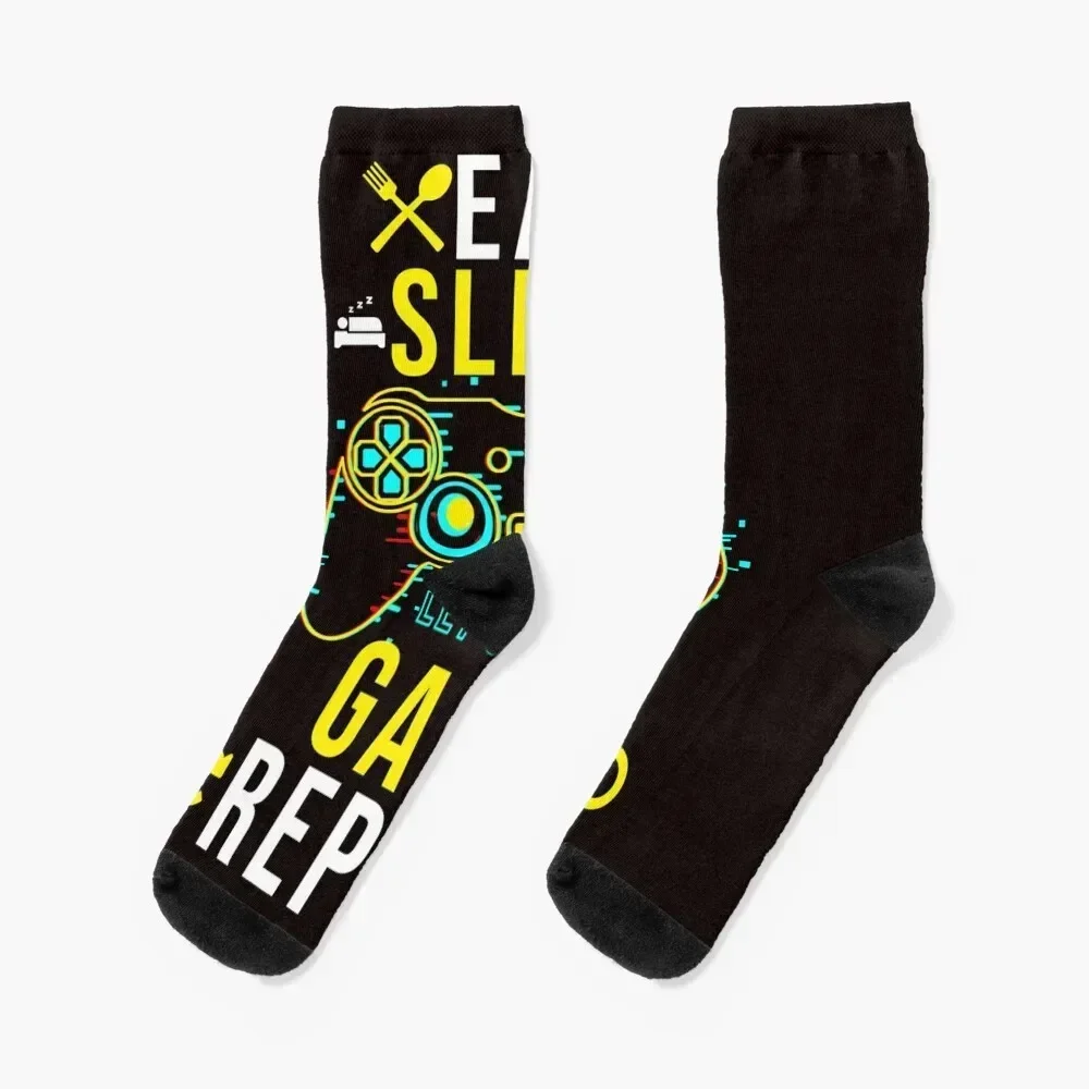 

EAT. SLEEP. GAME. REPEAT. Socks sheer cycling Woman Socks Men's