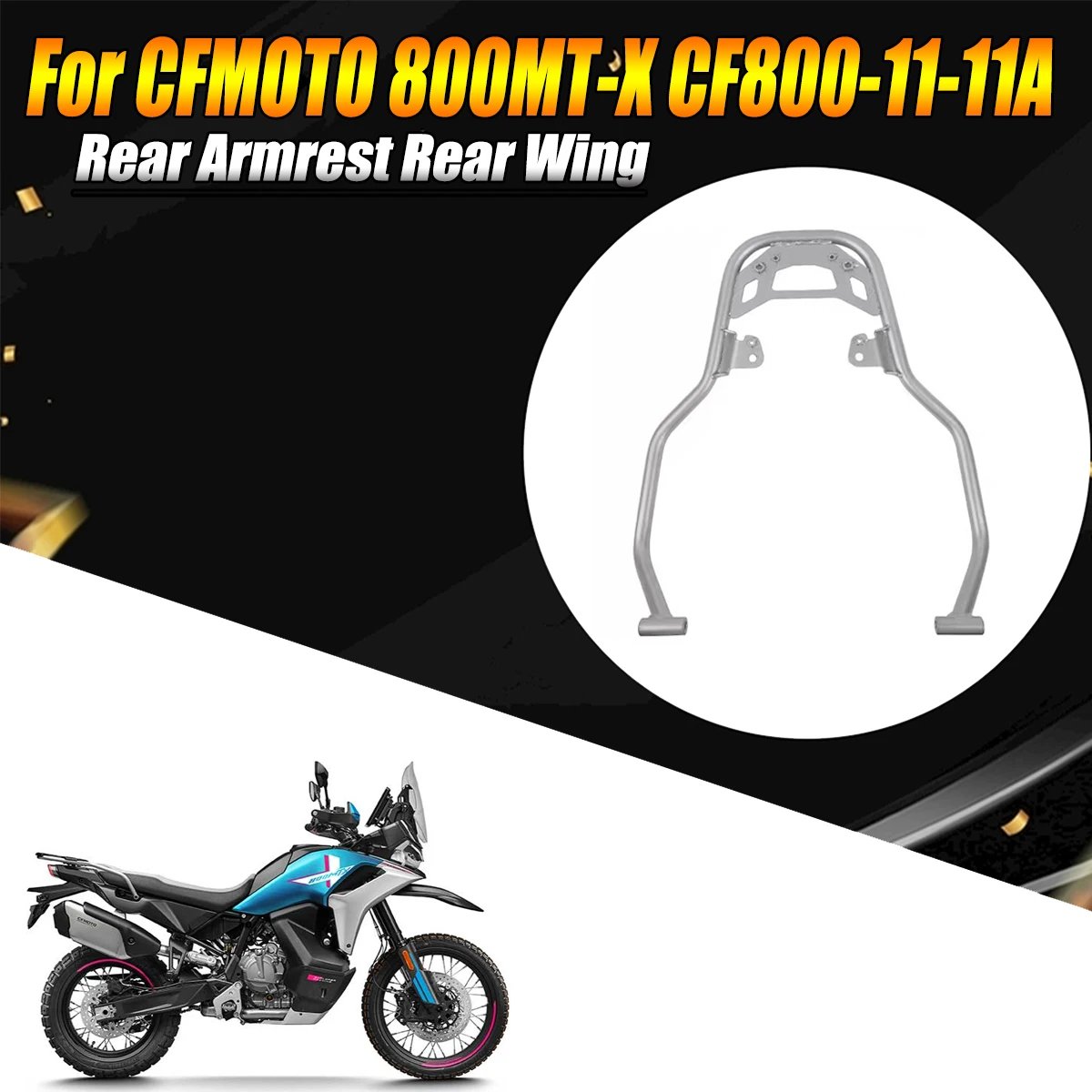 Motorcycle accessories rear armrest welding assembly tail wing guard decorative panel Fit For CFMOTO 800MTX 800MT-X CF800-11-11A