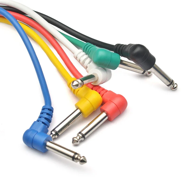 One Set of 6pcs Guitar Patch Cable 30cm Angled for Guitar Effect Pedal 6 Colour/set
