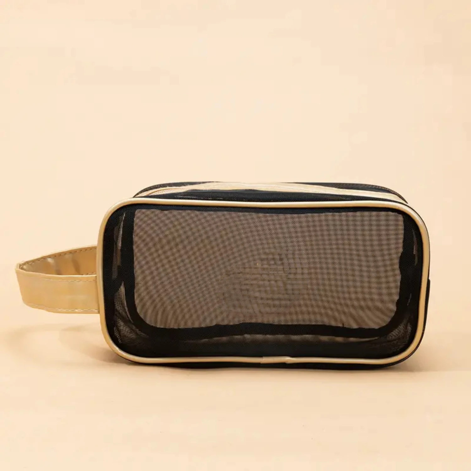 Black Mesh Makeup Bag: Stylish Cosmetic Toiletry Bag for Traveling and Daily Use