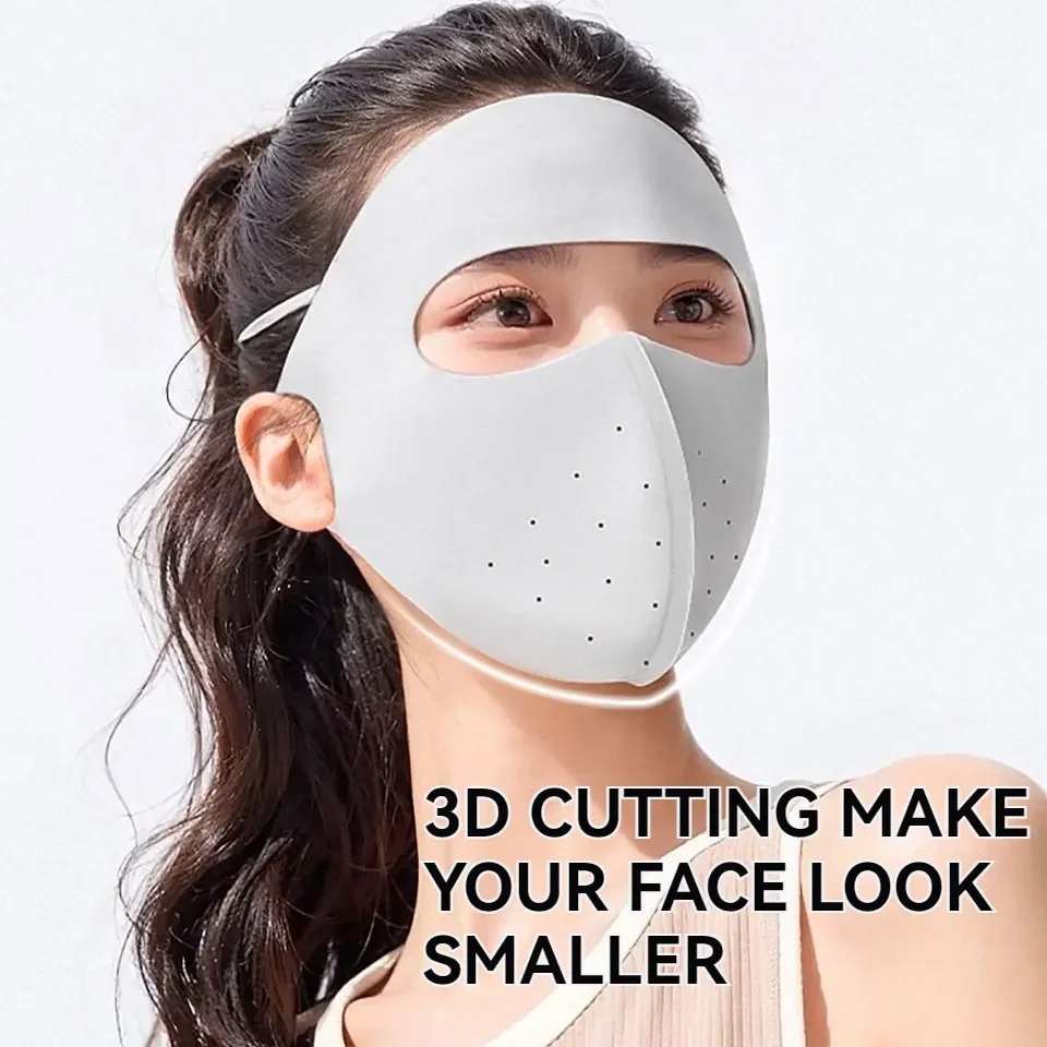 

Летняя маска-балаклава Gini из ледяного шелка с защитой от УФ-лучей, дышащая, охлаждающая, 3D, для пляжа и активного отдыха, женская