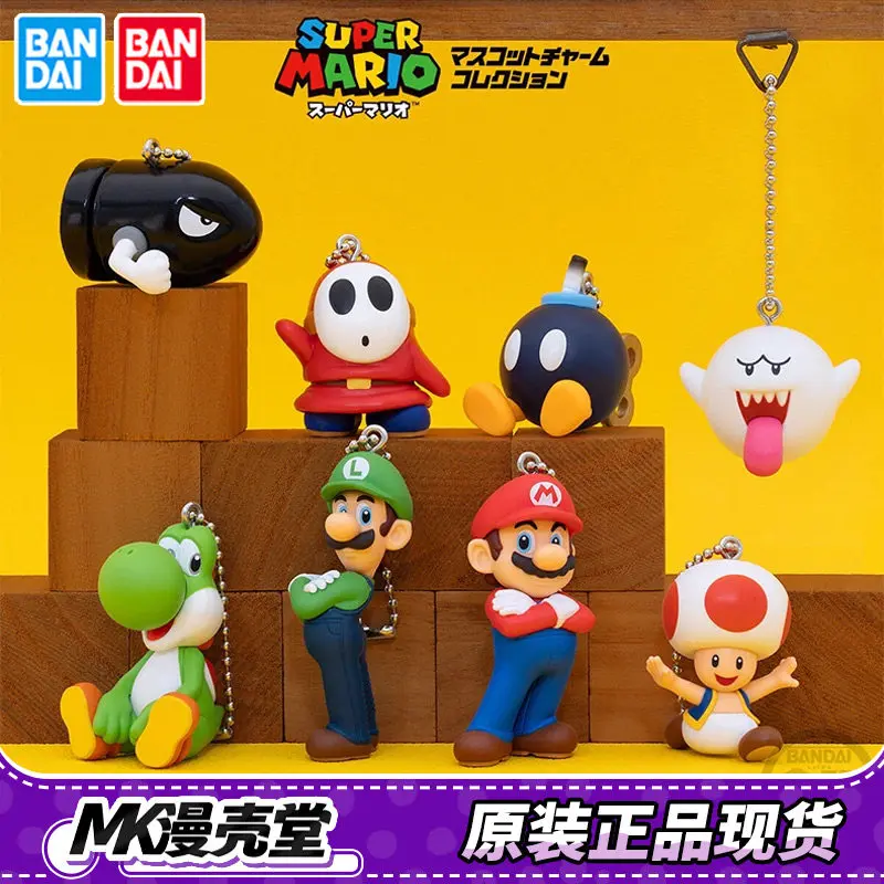 

Bandai Original Shokugan Super Mario Luigi Yoshi Toad Anime Figure Keychain, Collectible Mini Charm Pendant Case Decor Gift