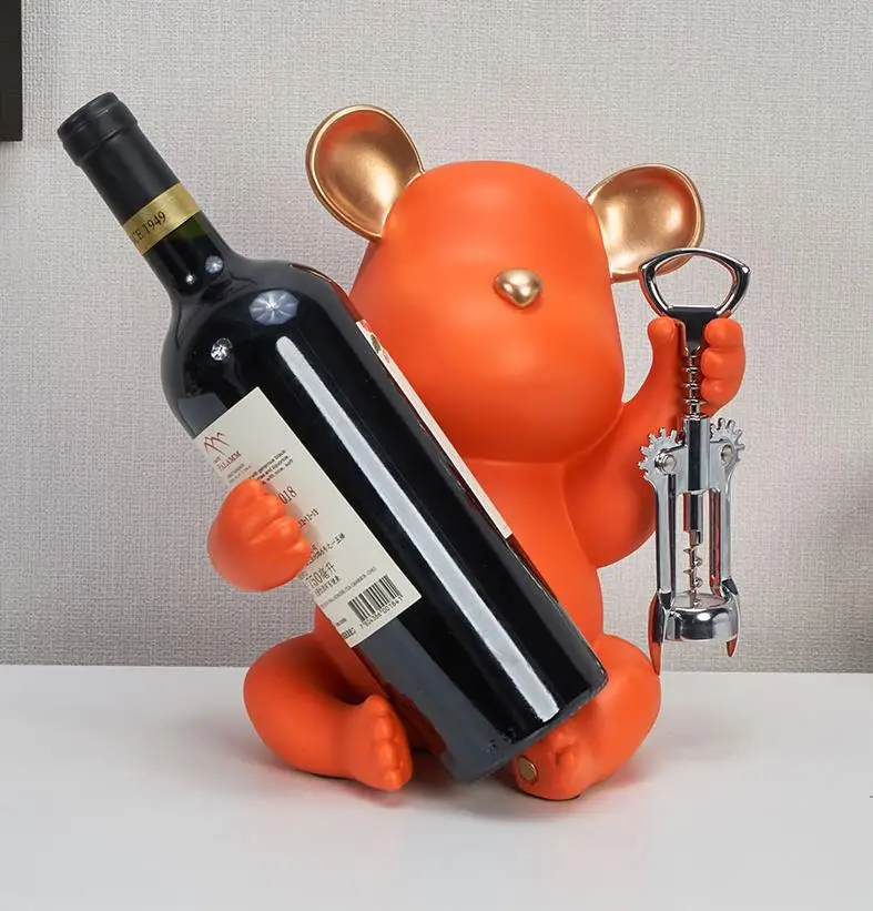 European-style light luxury creative violent bear red wine rack home decoration living room wine cabinet TV cabinet decoration s