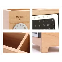 Holder Calendar Organizer Desktop Storage Wooden Box Creative Remote Control Multifunctional Stationery Pen Pencil