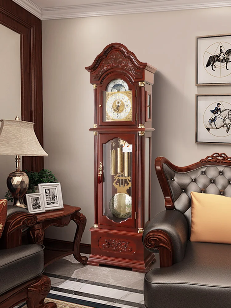 European-style solid wood machinery floor clock villa hedgehog rosewood big clock home Helmler big pendulum clock creative clock