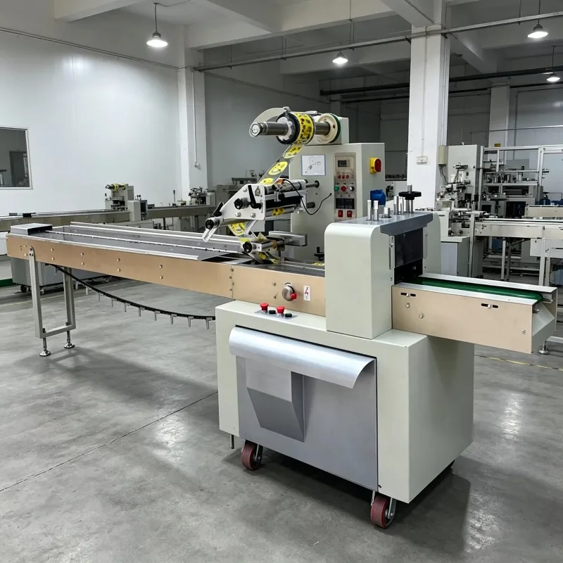 Automatic Horizontal Food Wrapping Flowing Pack Soft and Hard Candy Biscuit Cookie Pillow Packaging Machine Customized