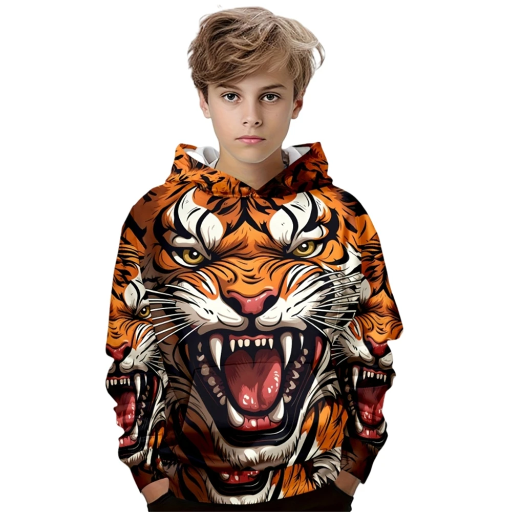 Kids Clothes Boys Hoodies Long Sleeve 3D Tigers Print Children Spring Fall Clothes Casual Outdoor Stylish Boy Girl Clothes Tops