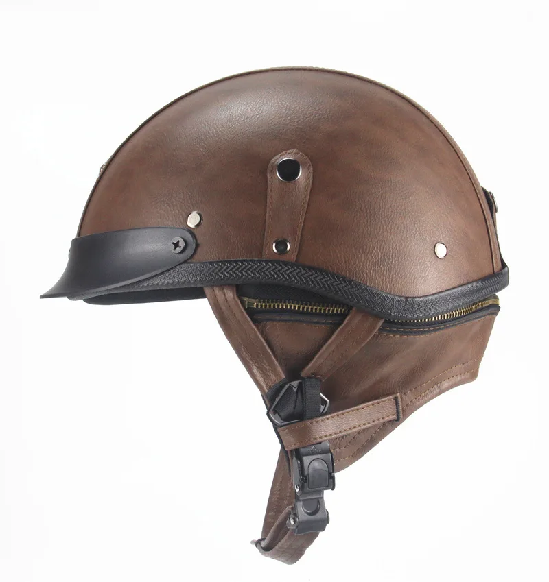 

M L Xl Motorcycle Helmet Retro Personality Helmet Half Helmet Cruising Leather Helmet Riding Safety Motorcycle Gear