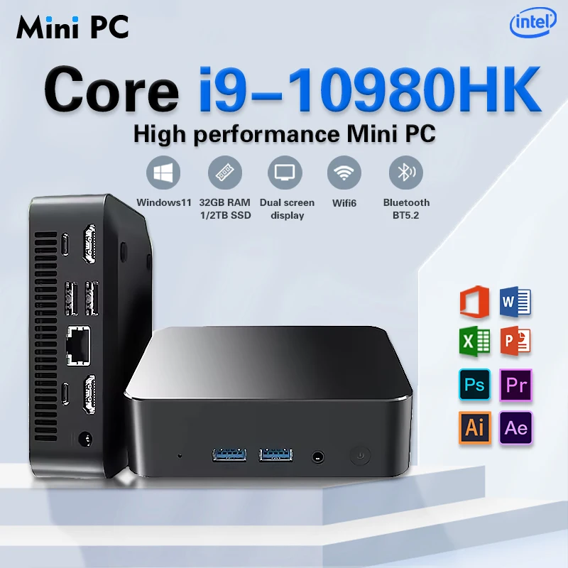 2026 미니 PC, 인텔 코어 i9-10980HK, N150, 윈도우 11 프로, 데스크톱 PC, 게이밍 컴퓨터, 32GB DDR4, 1TB SSD, Wi-Fi 6, 블루투스 5.2, 4K 지원 데스크톱 PC