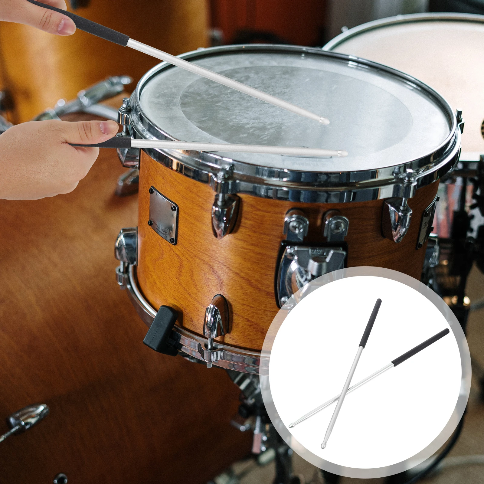 

Aluminum Alloy Stick Smooth Surface Comfortable Grip Anti Slip Suitable Snare Jazz Drum Weight Training Percussion Tool Metal