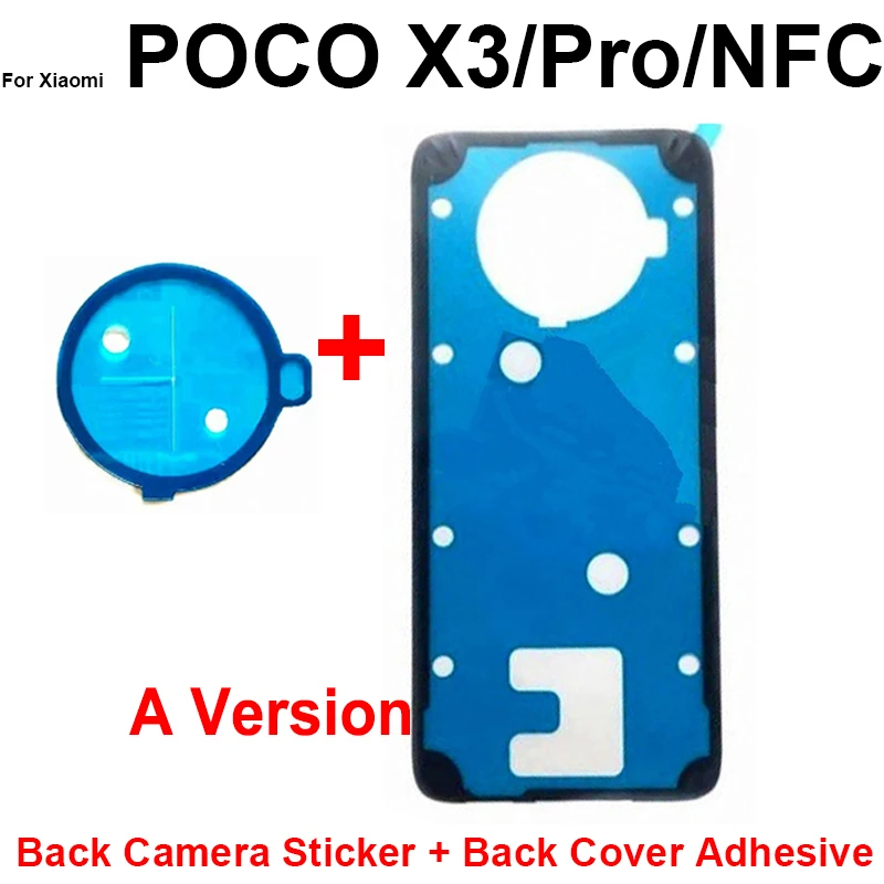 Back Cover and Camera Adhesive Sticker For Xiaomi Poco X3 X3Pro X3NFC Rear Battery Door Adhesive Sticker Replacment Parts