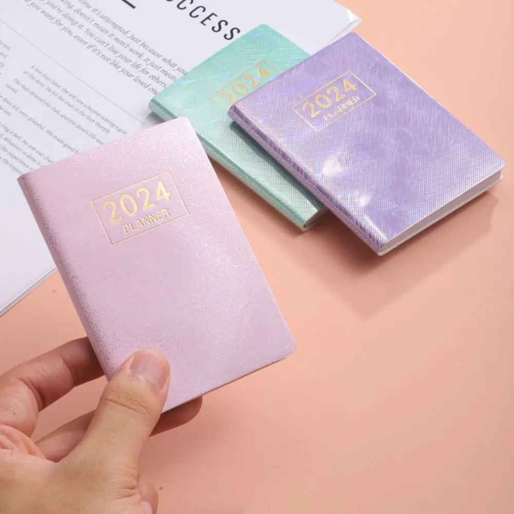 2024 A7 Mini Portable Dazzling Colorful Agenda Book Diary Weekly Planner Notebooks To Do List English Notepad