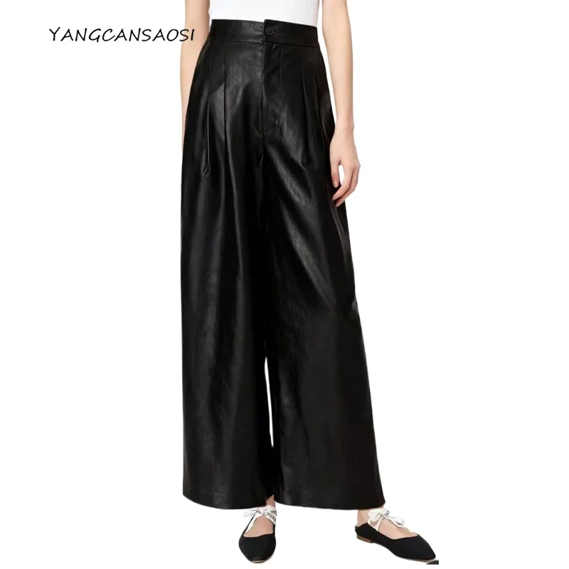 

Women's Fashion Autumn Clothing 100% Natural Mulberry Silk Gambiered Guangdong Gauze New Chinese Style Black Casual Pants
