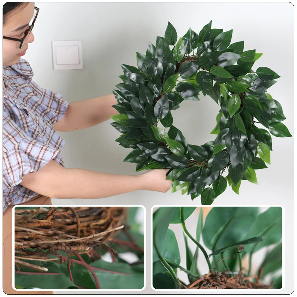 

Simulation Wreath Eucalyptus Resin Green Banyan Leaf Summer Door Artificial Home Party Wedding BanquetDecoration Outdoor