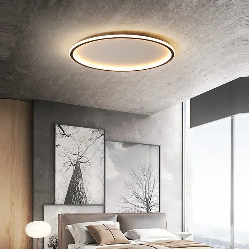 Plafonnier LED Super Mince au Design Moderne, Disponible en Noir, Blanc et Or, Luminaire Décoratif de Plafond, Idéal pour une Chambre à Coucher, un Salon ou un Bureau, 23/30/50/60/80cm