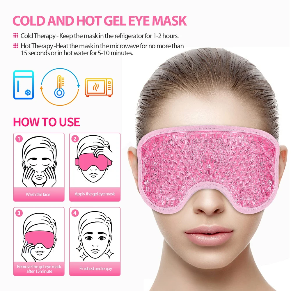 Ice Roller & Gel Eye Mask Set for Face Eyes Relief Eye Puffiness Hot Cold Therapy Ice Pack Cooling Massage Beauty Skin Care Tool