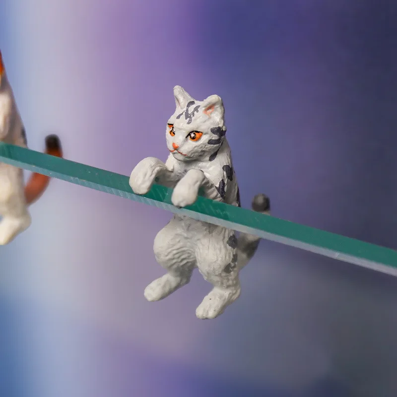 

6pcs Cute Cat Figurines Aquarium Decor Small Animal Ornament For Fish Tank Miniature Hanging Pendant Lifelike Kitten Statue