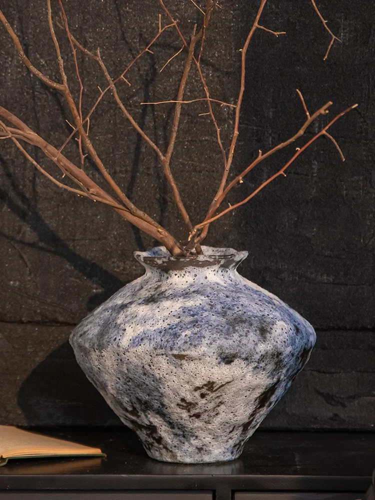 

# Jingdezhen Handmade Ceramic Vase, Stoneware Flower Arrangement, Decoration B&B Hotel, Retro Wabi-sabi Air-dried Flower Zen