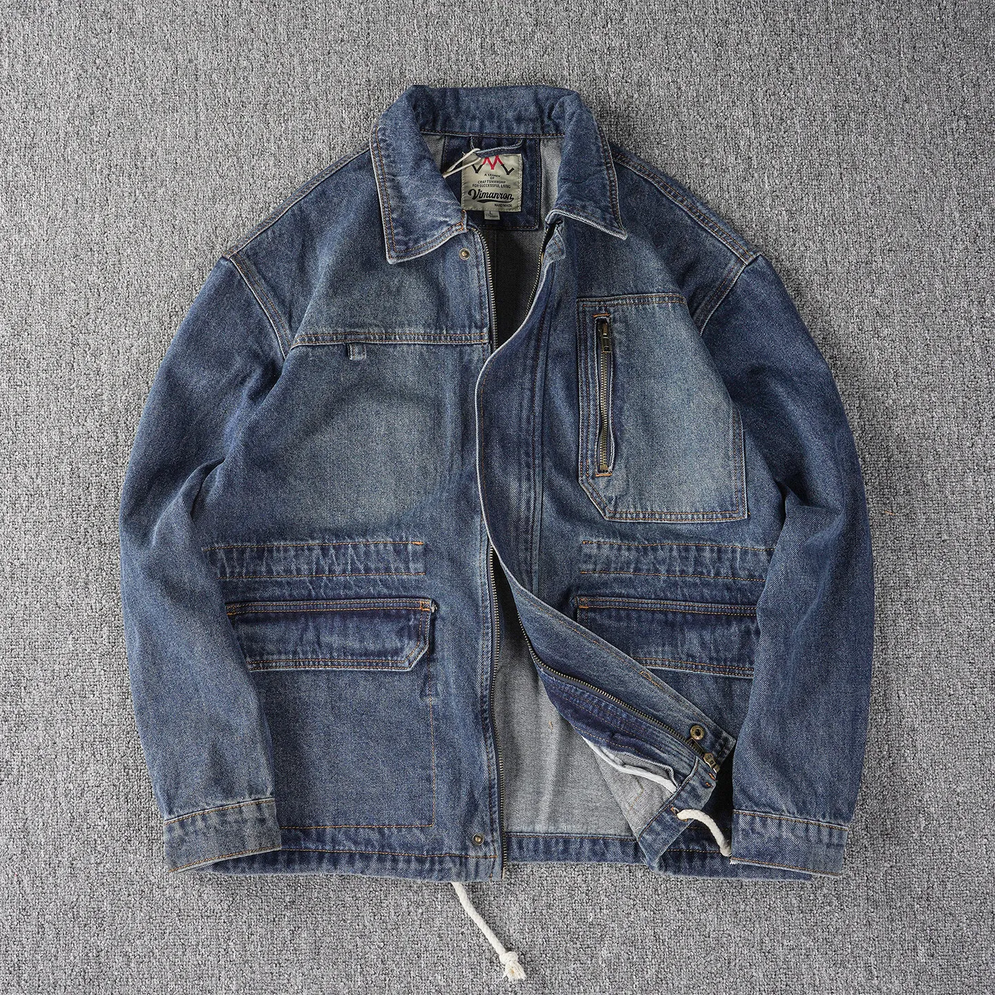 Spring and Autumn New American Retro M65 Long Sleeve Lapel Denim Cargo Jacket Men's 92% Cotton Casual Hunting Motorcycle Caot
